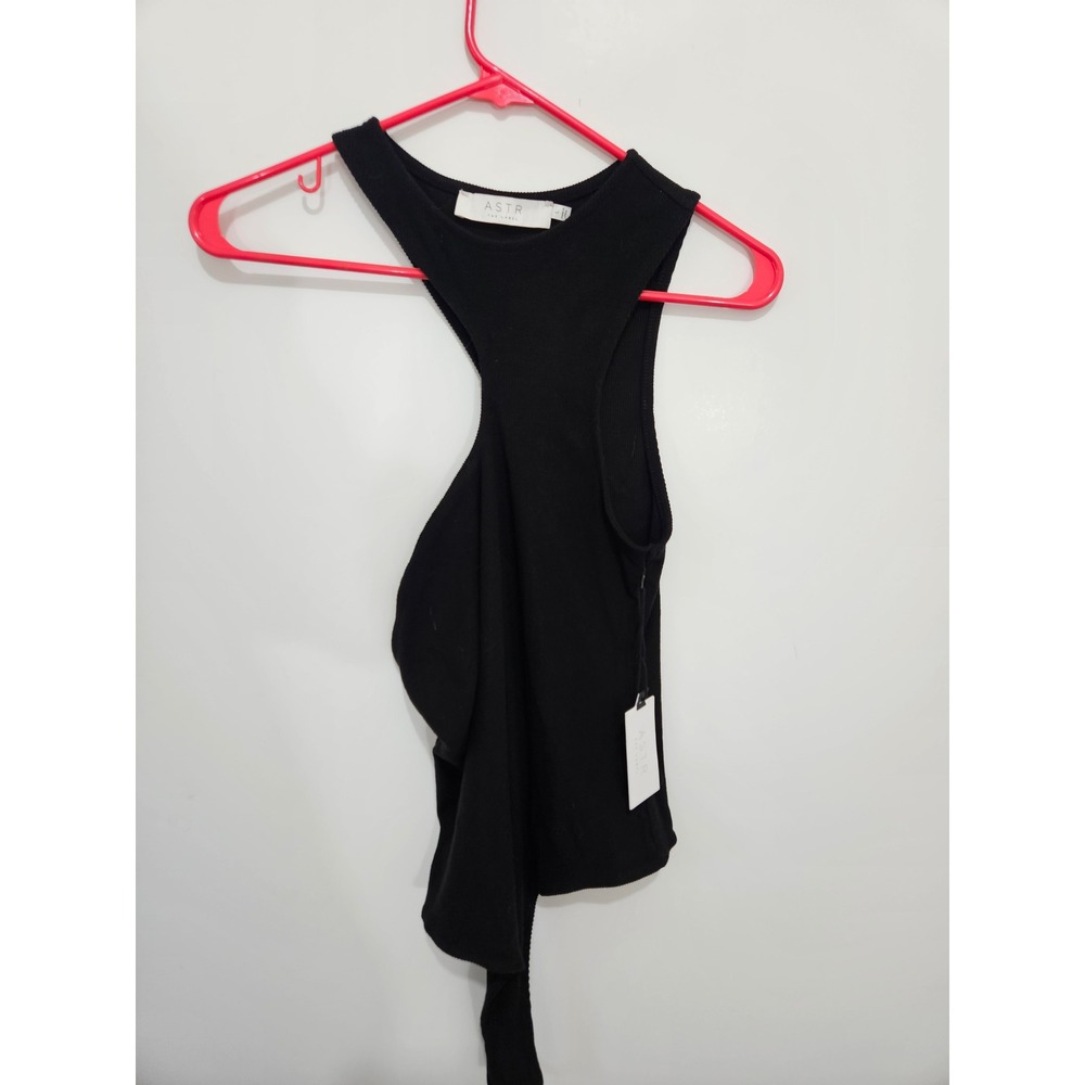 ASTR The Label Black One Shoulder Ribbed Bodysuit Asymmetric Neckline NWT Size L